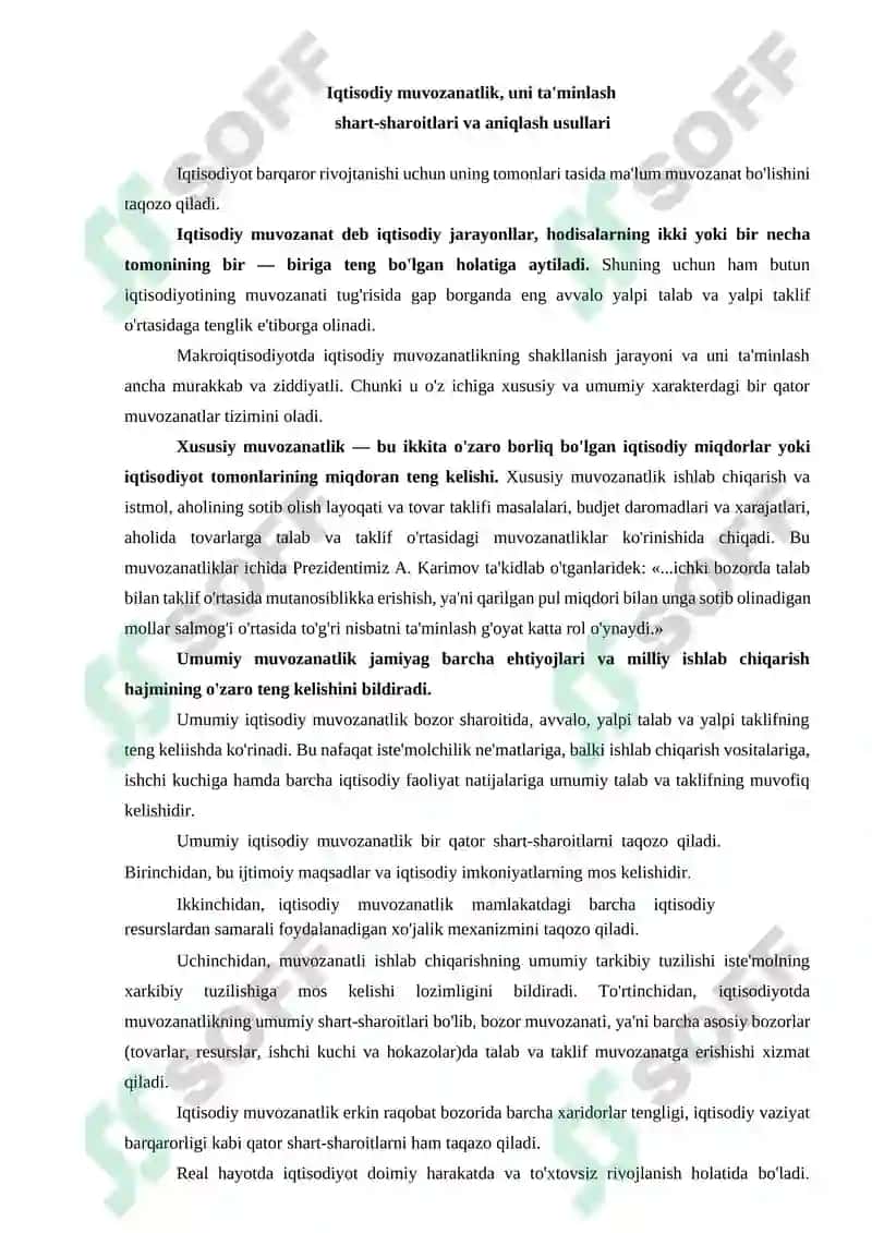 Makroiqtisodiy muvozanatlilikning mohiyati va unga erishish yo‘llari 2