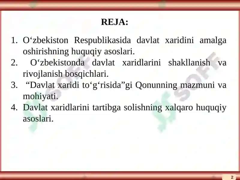 DAVLAT XARIDINI TASHKIL ETISHNING HUQUQIY ASOSLARI 2