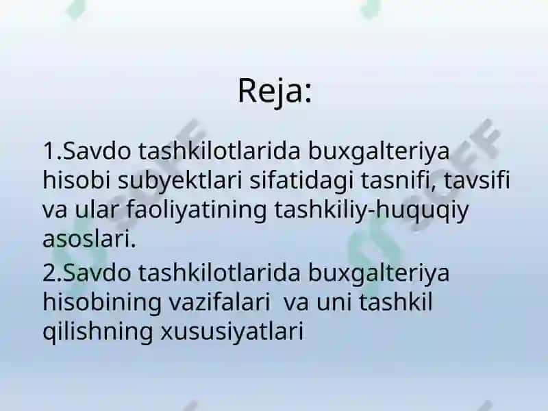 Savdo va umumiy ovqatlanish korxonalarida buxgalteriyahisobiningxususiyatlari 2