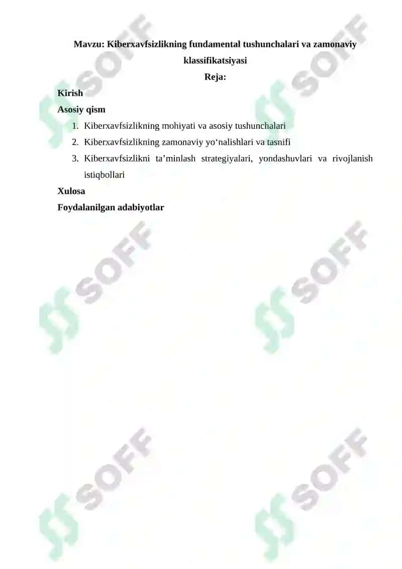 Kiberxavfsizlikning fundamental tushunchalari va zamonaviy klassifikatsiyasi 2