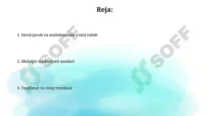 Muloqot madaniyati asoslari 2