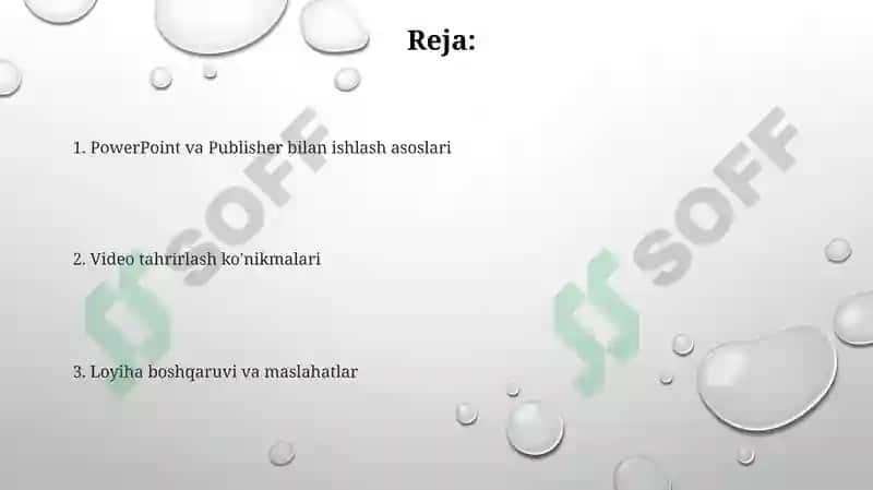 PowerPoint, Publisher va Video Yasovchi Dasturlarda Ishlash 2