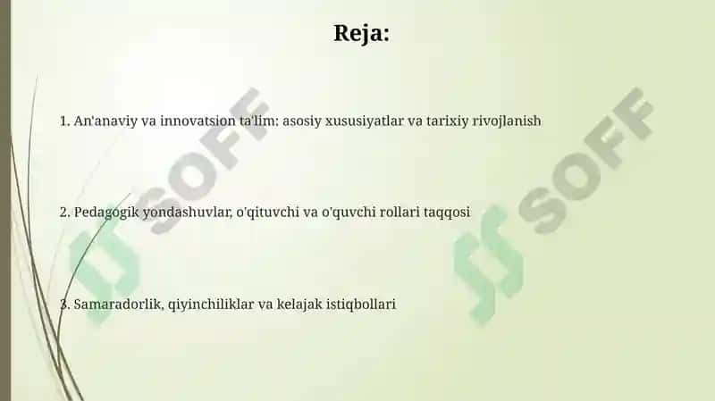 An'anaviy va innovatsion ta'limning qiyosiy tahlili 2
