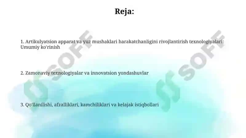 Artikulyatsion apparat va yuz mushaklari harakatchanligini rivojlantirish texnologiyalari 2