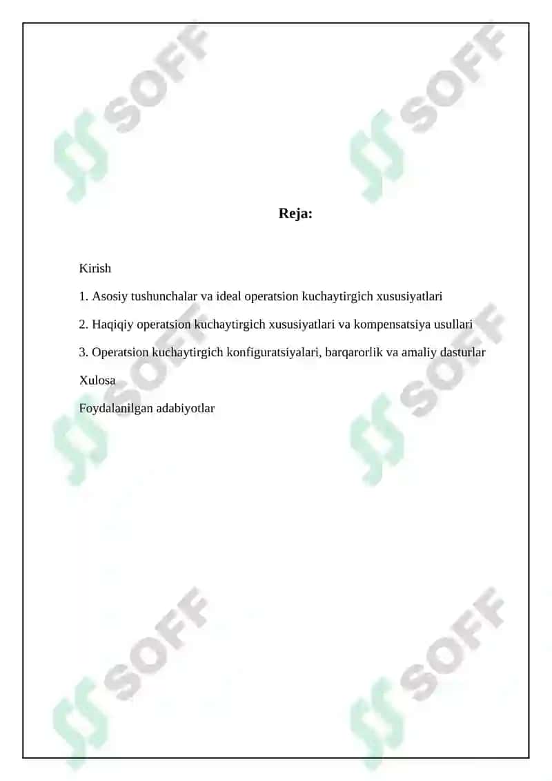 Operatsion kuchaytirgichlar 2
