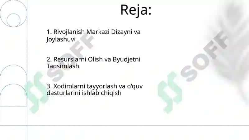 Rivojlanish Markazi Dizayni va Joylashuvi 2