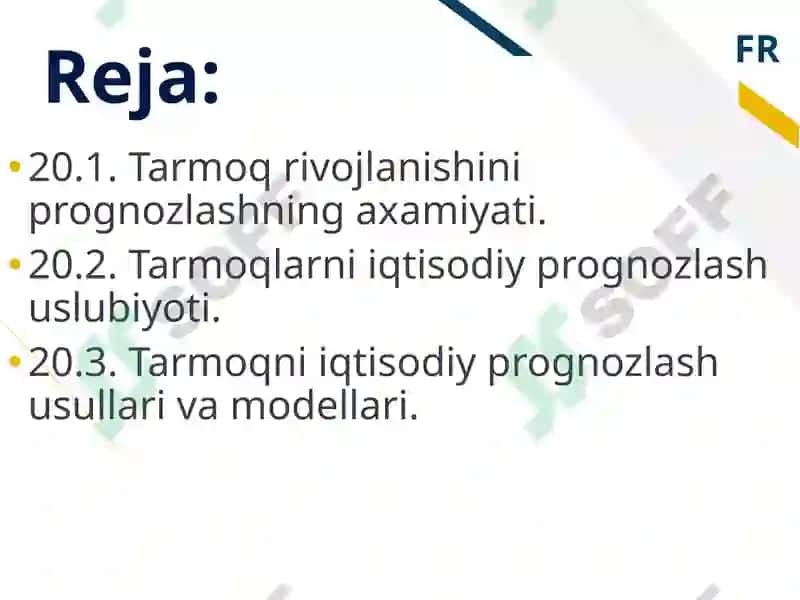 Tarmoqning Iqtisodiy Rivojlanishini Prognozlash 2