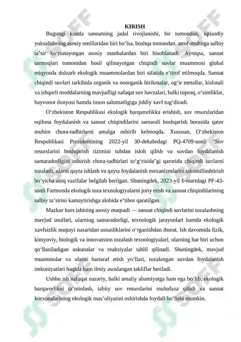 Sanoat chiqindi suvlarini tozalash usullari 2