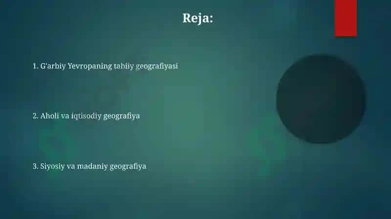 Gʻarbiy Yevropa davlatlarigeografiyasi 2