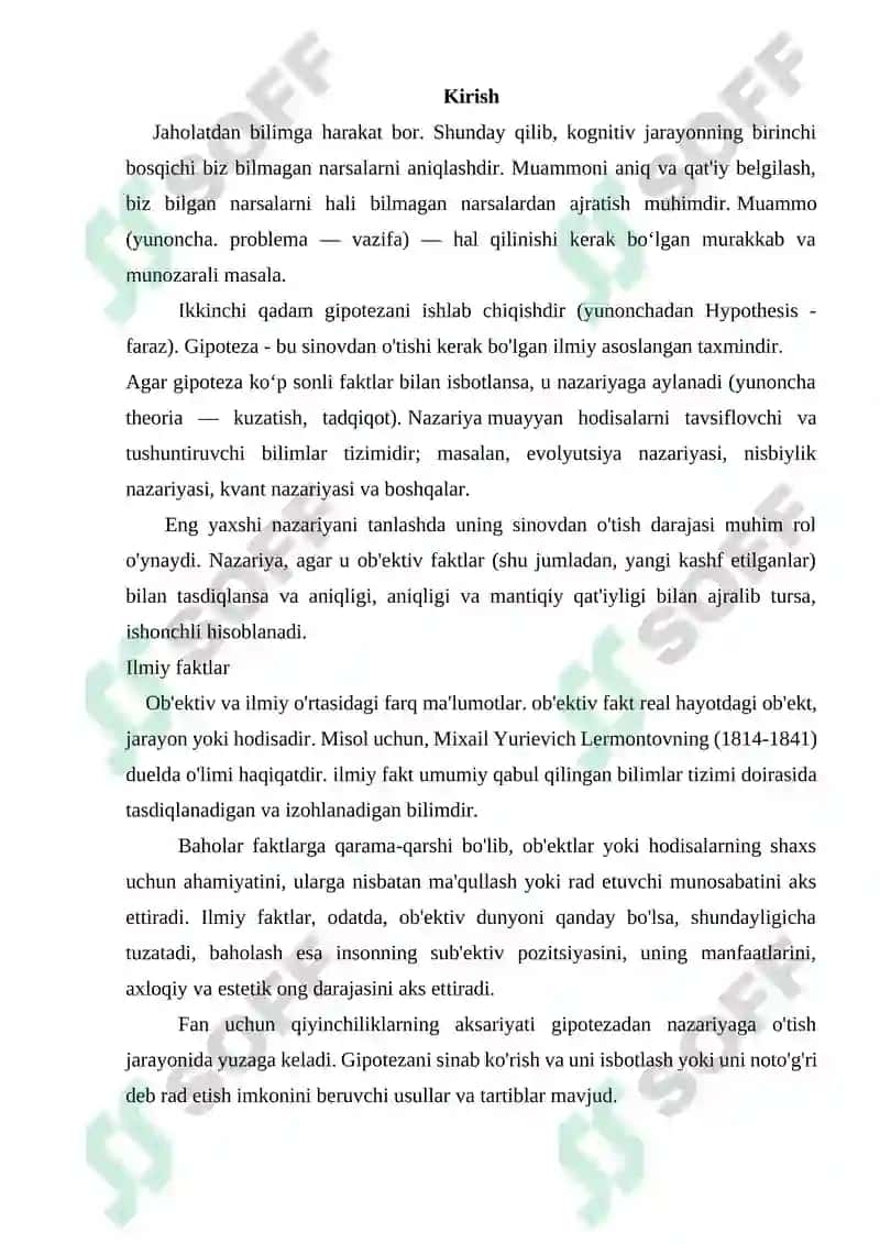 Ilmiy bilishning empirik darajasining shakllari va usullari 2