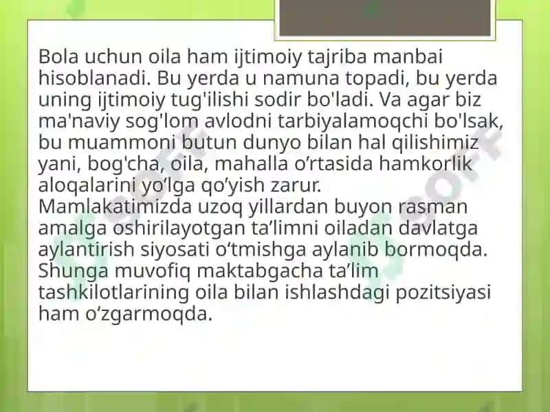 Maktabgacha ta’lim tashkilotlarida ota-onalar qo’mitasi faoliyatining mazmuni 2