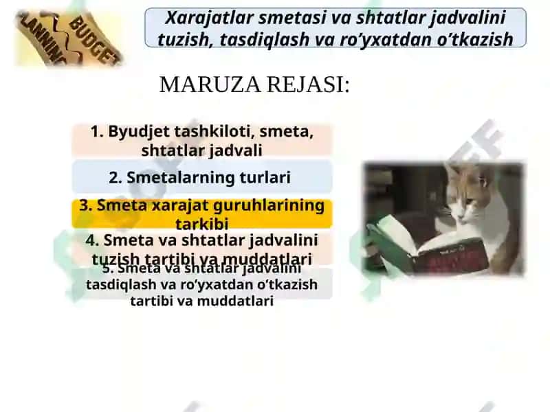 Byudjet tashkilotlari smeta shtatlar jadvali 2