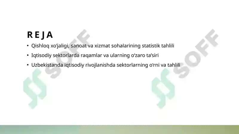 Tarmoqlar statistikasi qishloq xoʻjaligi sanoat va xizmat sohasi 2