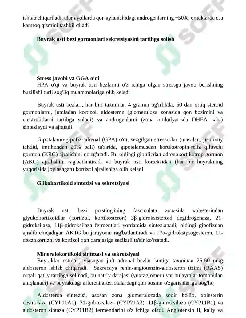 Buyrak usti bezi fiziologiyasi 2