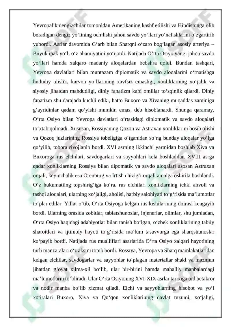 O‘rta Osiyoning XIX asr oxiri XX asr boshlari tarixiga oid rus va yevropa tillaridagi manbalar 2