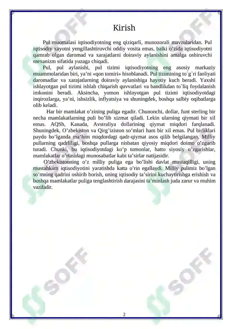 Pul muomalasi va uning amal qilish qonuniyatlari 2