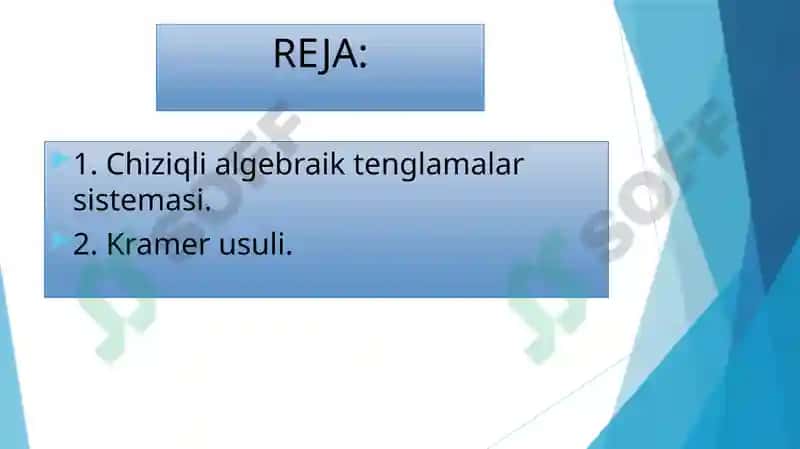 Chiziqli algebraik tenglamalar sistemasini yechishni Kramer usuli 2