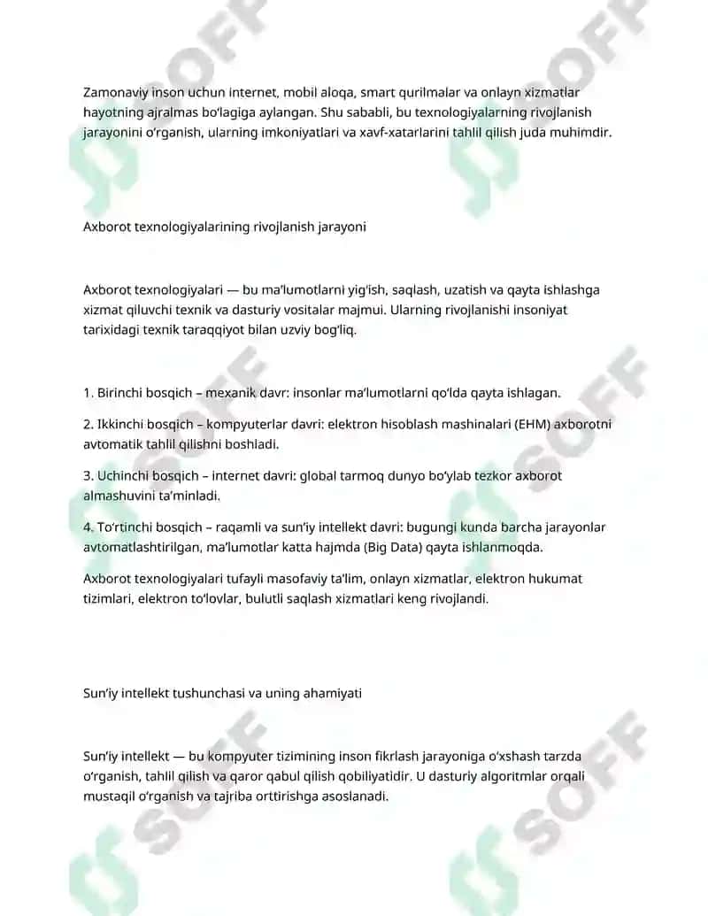 Axborot texnologiyalari va sun’iy intellekt rivojlanishi 2