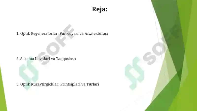Optik regeneratorlar va optik kuchaytirgichlar 2