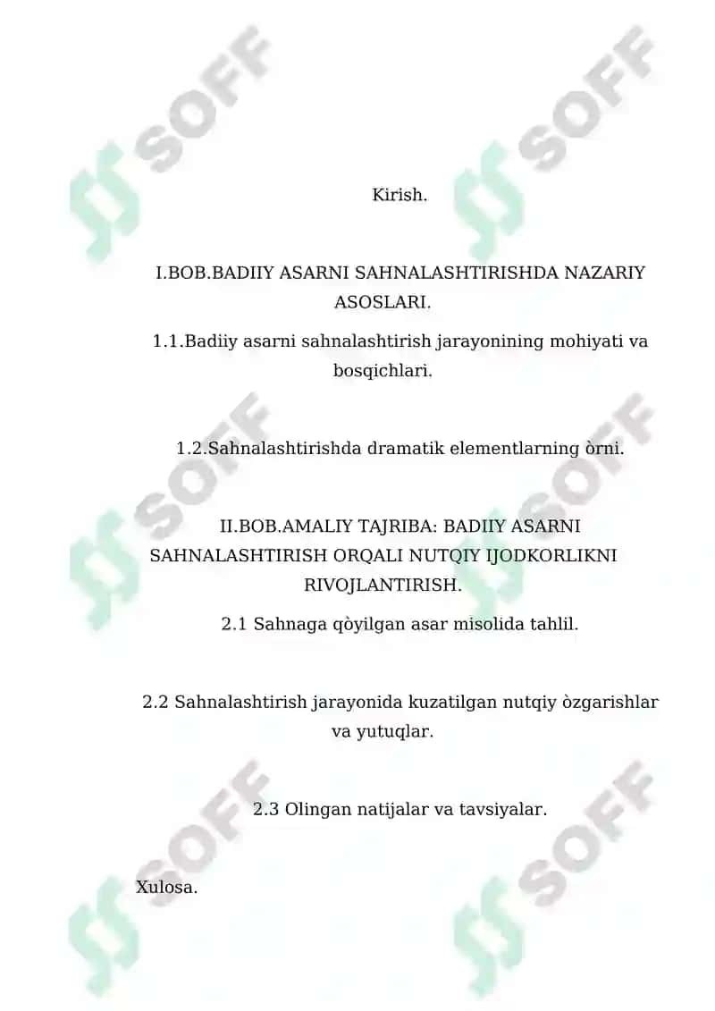 Badiiy asarni sahnalashtirishda va nutqiy ijodkorlikni shakllantirish 2