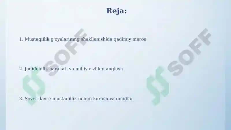 Oʻzbekiston mustaqillik gʻoyalarining tarixiy asoslari 2