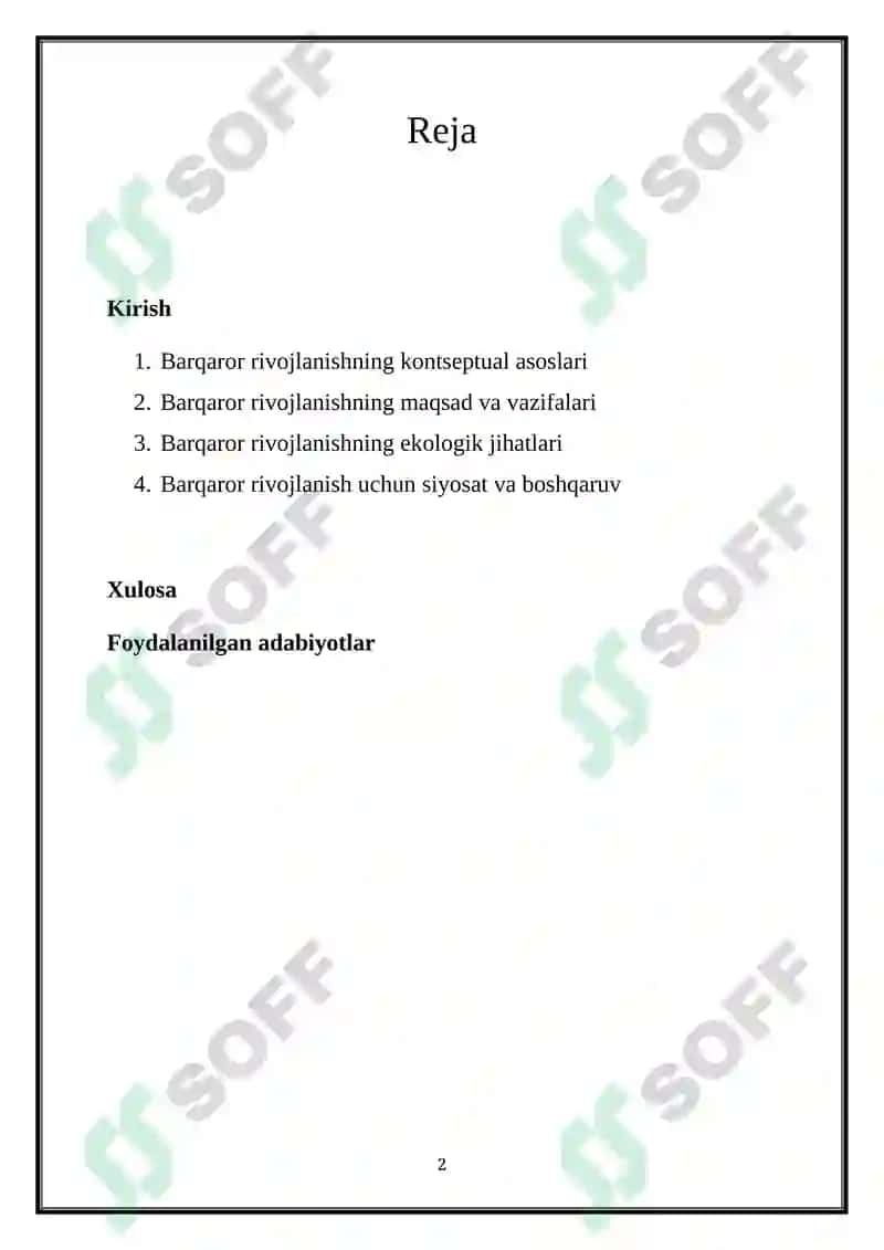 Barqaror rivojlanish va uning ekologik jihatlari 2