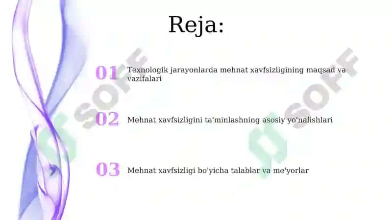 Texnologik jarayonda mehnat faoliyati xavfsizligi fanining maqsad va vazifalari 2