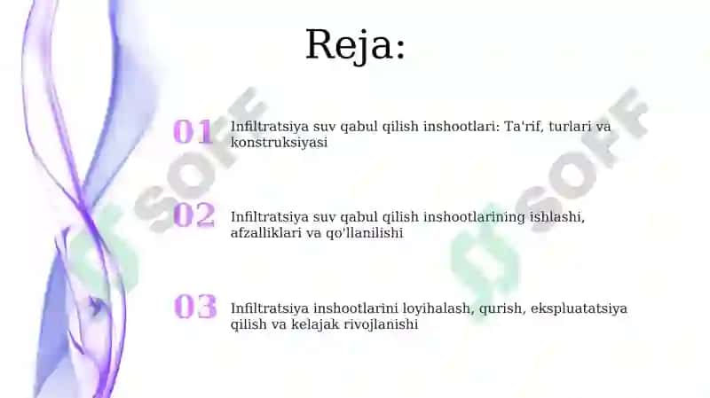 Infiltratsiya suv qabul qilish inshootlari 2