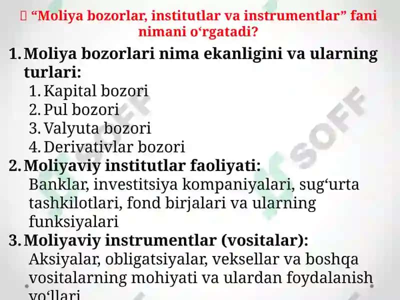 Moliyabozorlar, institutlar va instrumentlar 2