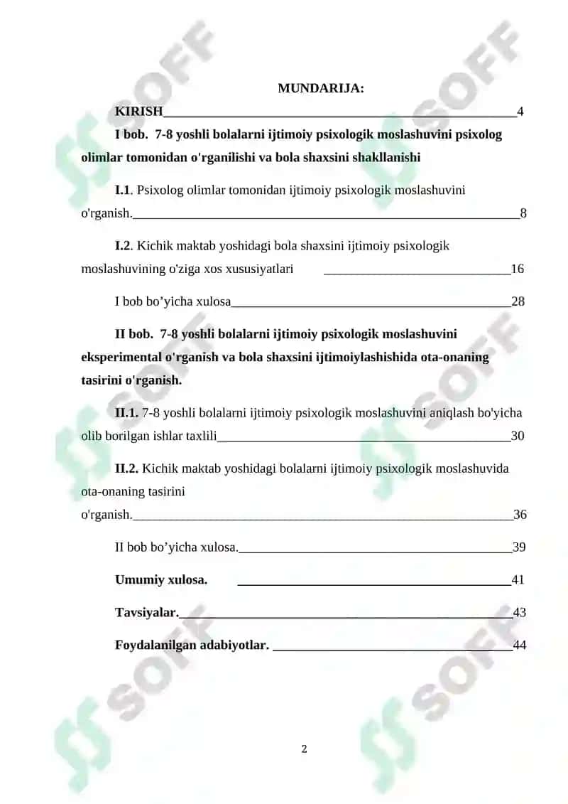 7-8 yoshli bolalarni ijtimoiy psixologik moslashuvini psixolog olimlar tomonidan o'rganilishi va bola shaxsini shakllanishi 2