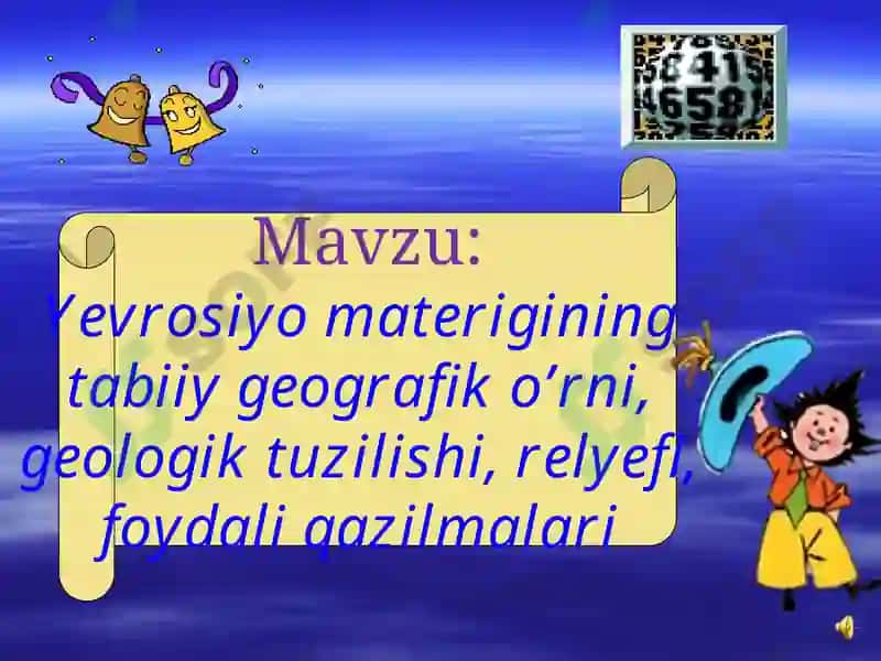 Yevrosiyo materigining tabiiy geografik o’rni, geologik tuzilishi, relyefi, foydali qazilmalari 2