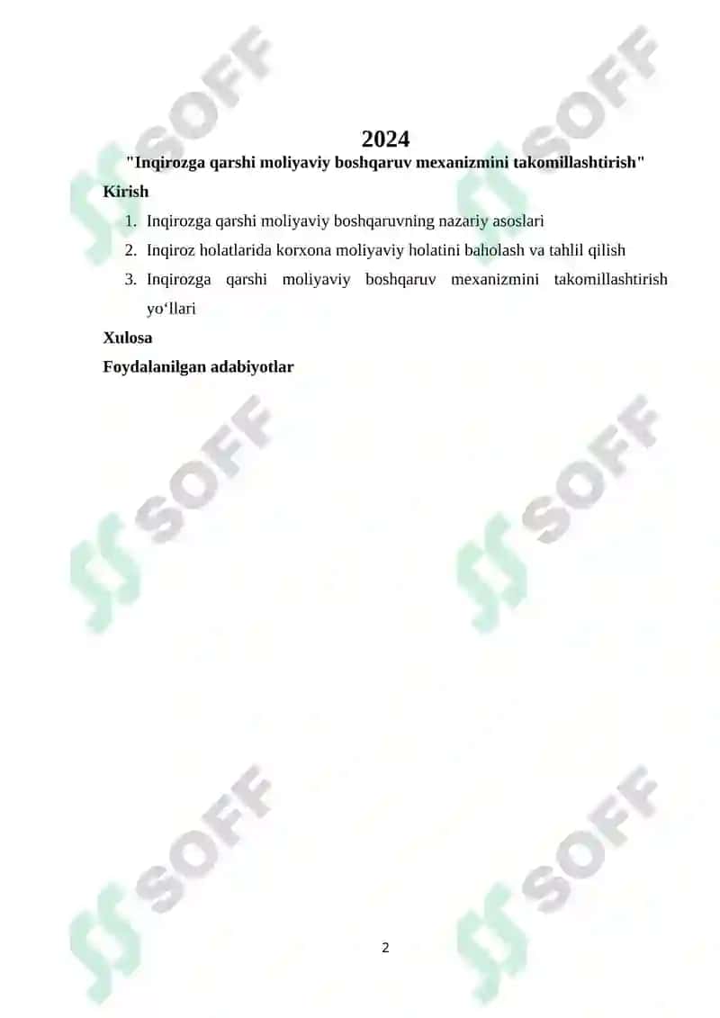 Inqirozga qarshi moliyaviy boshqaruv mexanizmini takomillashtirish 2