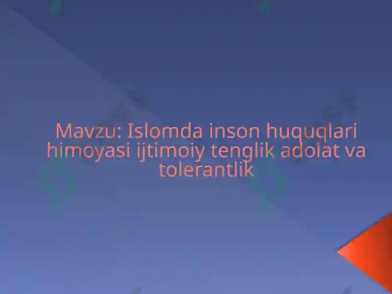 Islomda inson huquqlari himoyasi ijtimoiy tenglik adolat va tolerantlik 2