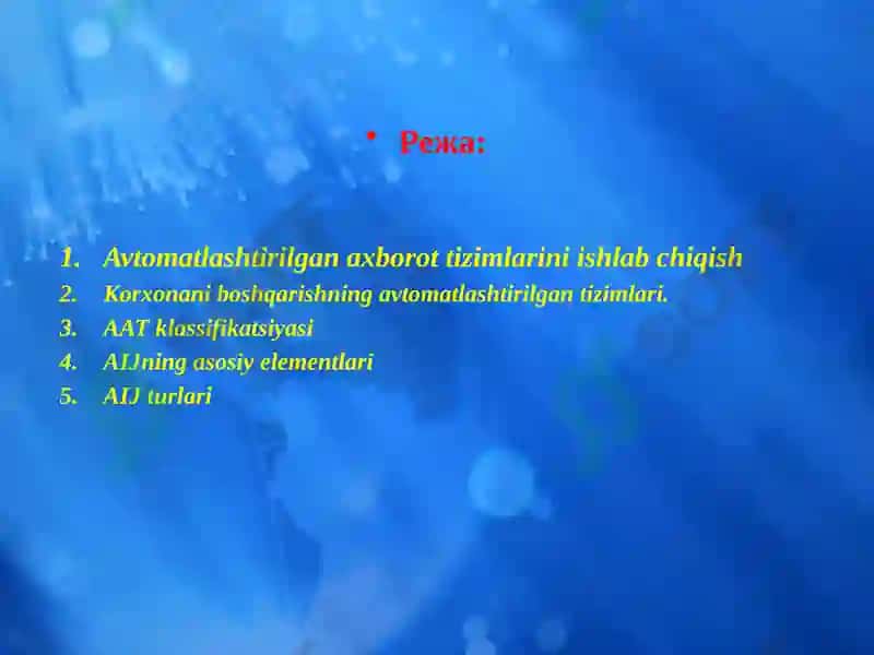 Avtomatlashtirilgan axborot tizimlari (AAT) 2