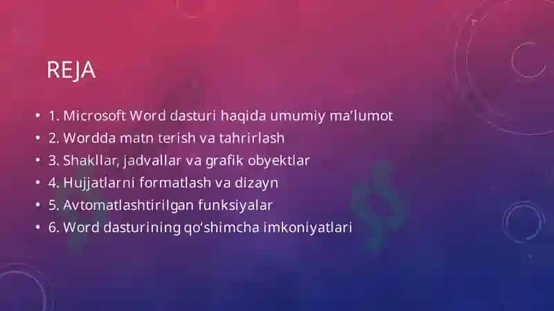 Word dasturi 2