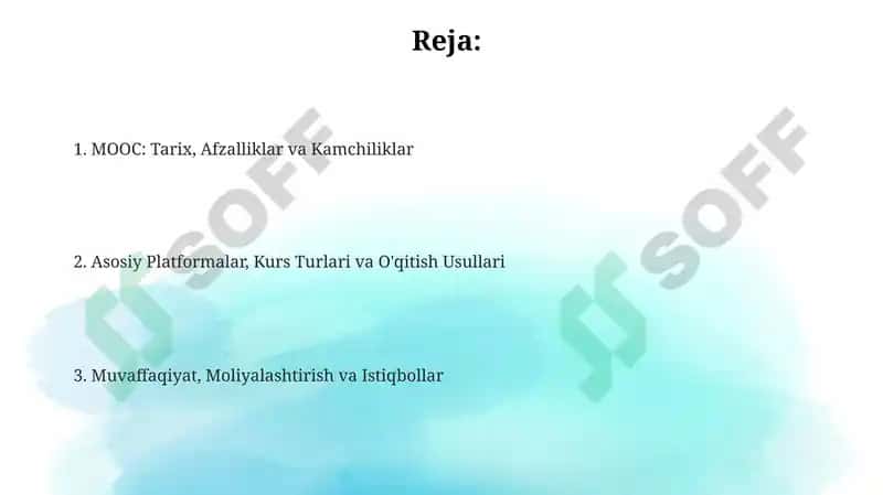 MOOC: Tarix, Afzalliklar va Kamchiliklar 2