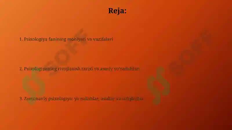 Psixologiya fanining predmeti va rivojlanish tarixi 2