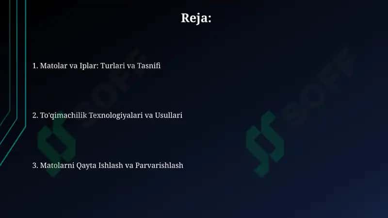 Gazlama va ip turlari bilan ishlash darslarining mazmuni 2