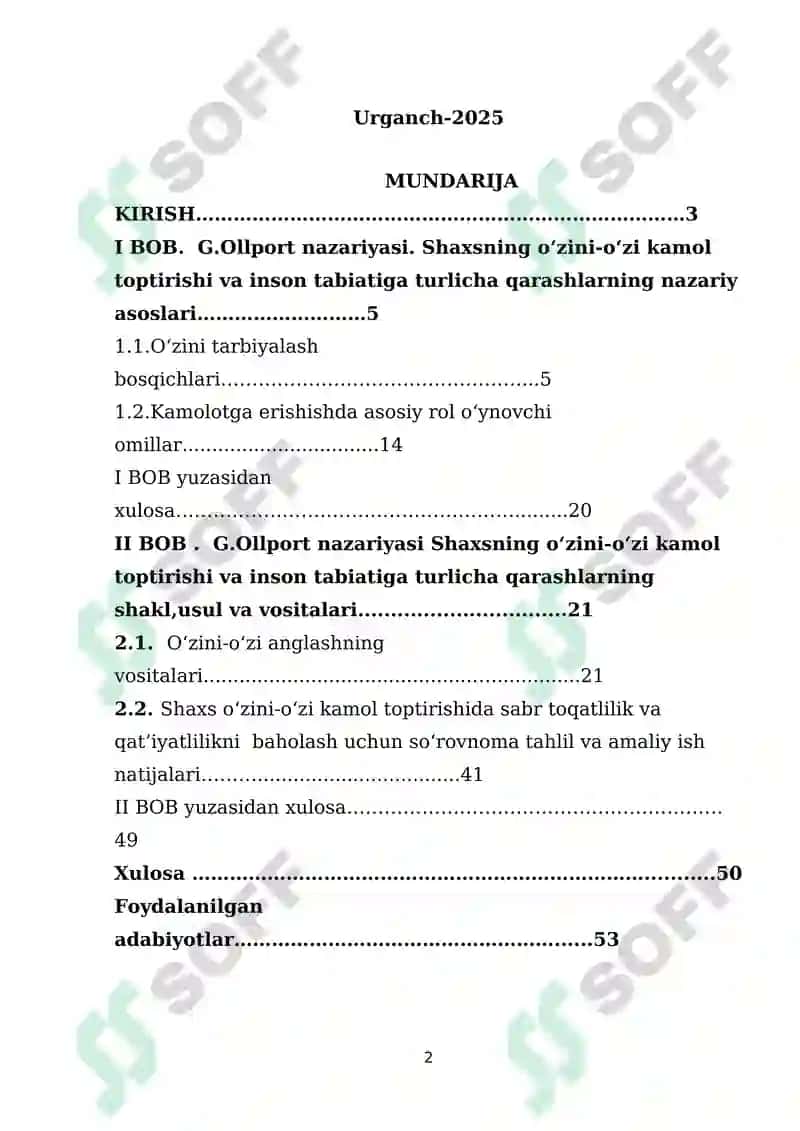 G. Ollport nazariyasi. O‘zini-o‘zi kamol toptirish qobiliyati. 2