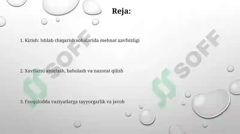 Ishlabchiqarish maydonlarida texnika xavfsizligi 2