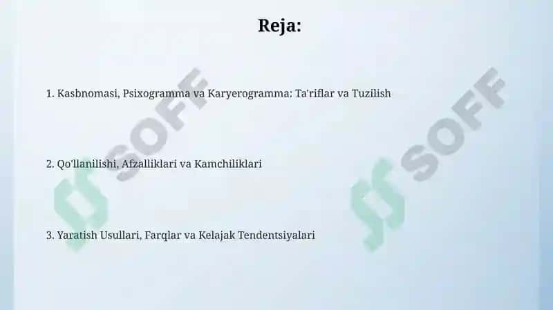 Kasbnomasi, Psixogramma va Karyerogramma: Ta'riflar va Tuzilish 2