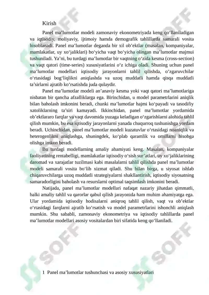 PANEL MA'LUMOTLAR MODELLARI VA ULARNING AFZALLIKLARI 2