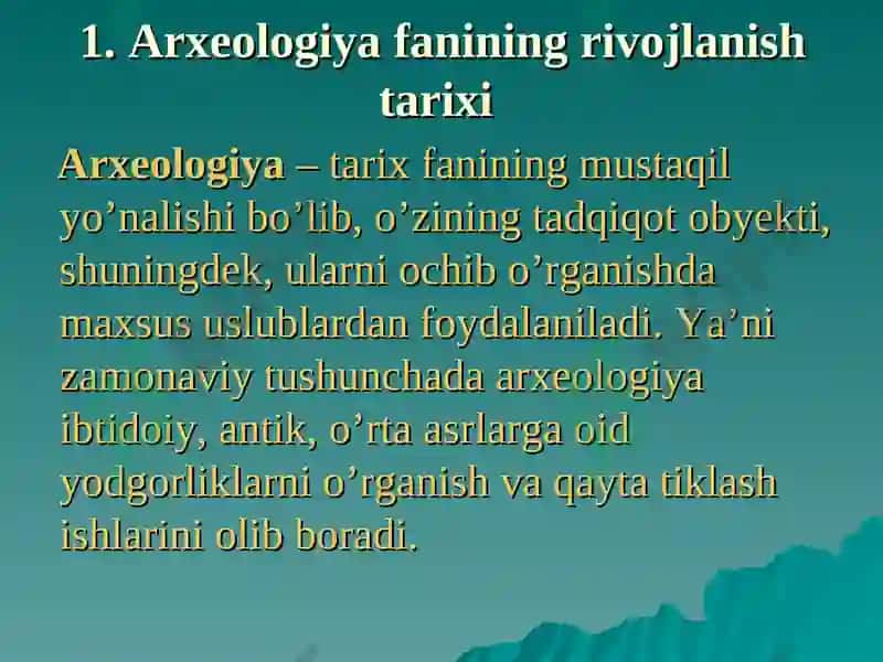 Arxeologiya asoslari faniga kirish 2
