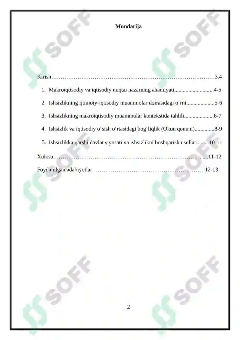 Makroiqtisodiy nuqtai nazar, iqtisodiy nuqtai nazar va ishsizlik 2