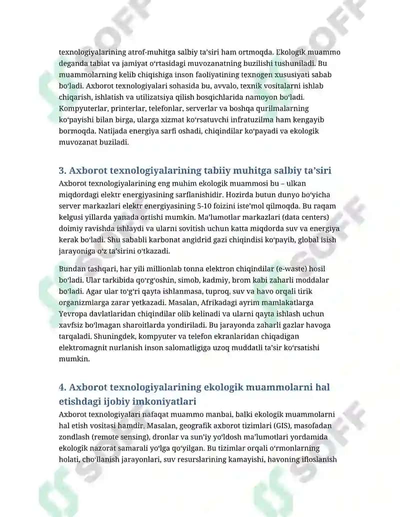 Axborot texnologiyalarida ekologik muammolar 2