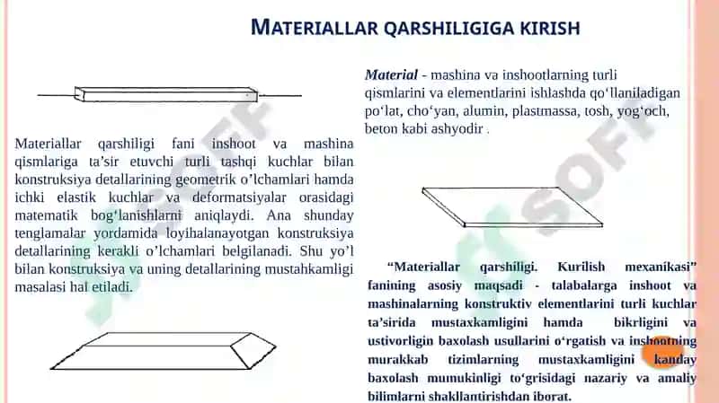 Materiallar qarshiligi bo‘limining umumiy tushunchalari 2
