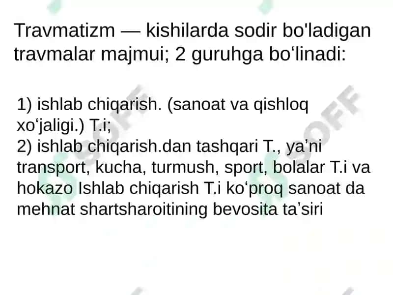 Travmatizm Profilaktikasi 2