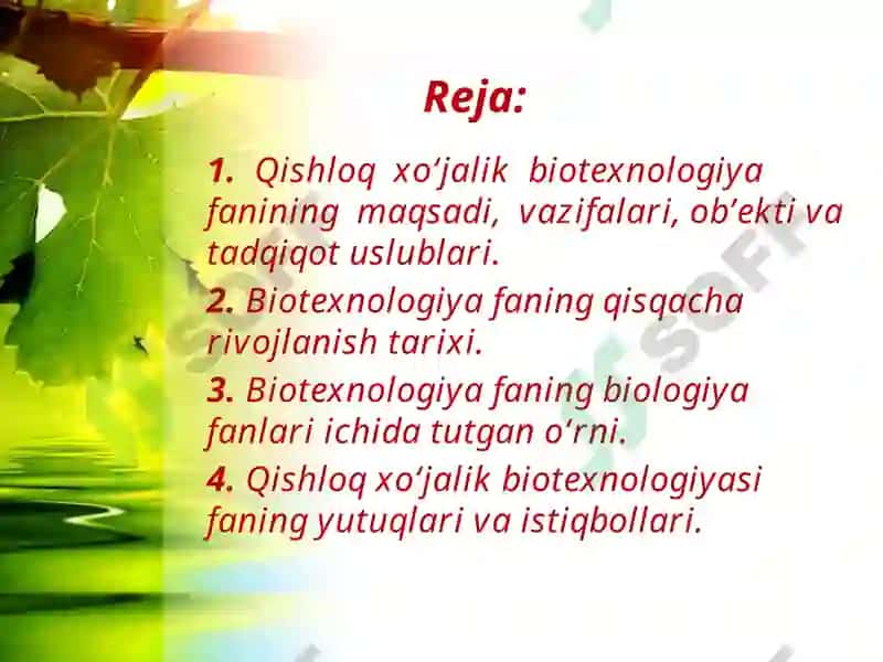 Qishloqxo'jalik biotexnologiyasi 2