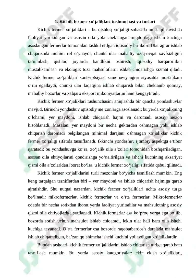 Kichik fermer xo‘jaliklari rivoji imtiyoz va cheklovlar 2