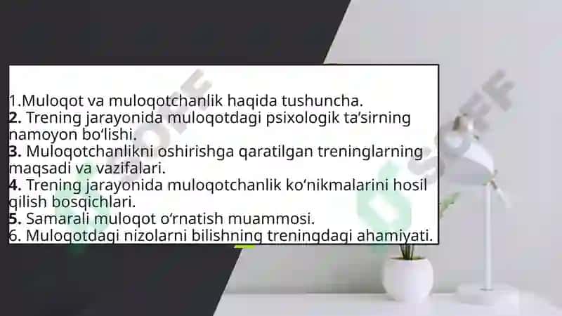 MULOQOTNI OSHIRISHGA QARATILGAN TRENINGLAR 2